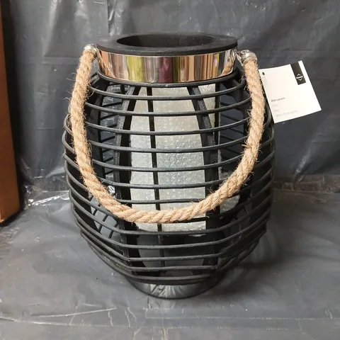 PREMIER LARGE BLACK ALTAR LANTERN WITH A ROPE HANDLE