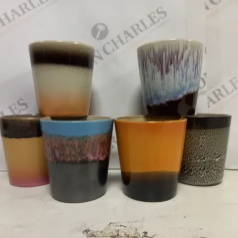 BOXED HK LIVING SET OF 6 70S CERAMIC COFFEE MUGS