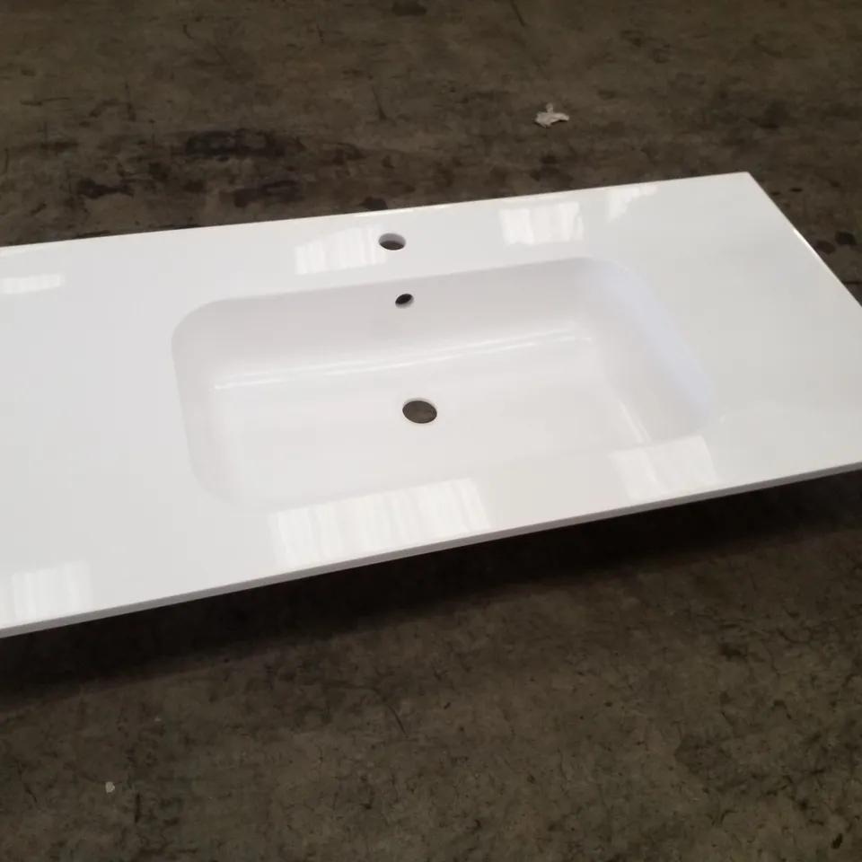 BOXED AS NEW CALYPSO LEDRO CAST BASIN 1110MM IN WHITE - 1150X560X215MM