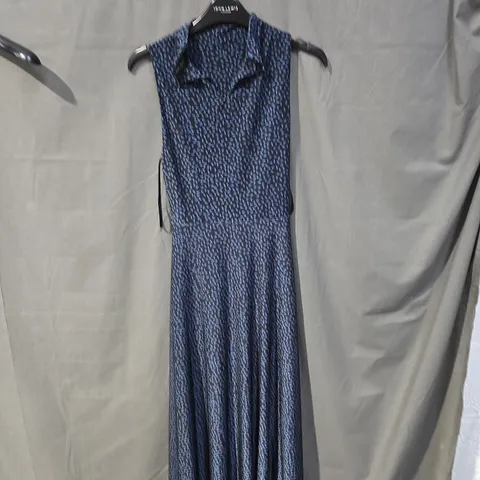 TED BAKER LONDON BLUE PATTERN SLEEVELESS MAXI DRESS (UK 4 / US 0)