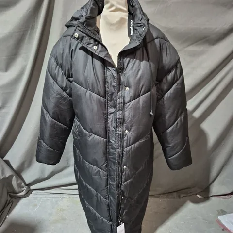 BOOHOO BLACK LONG PUFFER COAT – WOMEN'S WINTER COAT - SIZE 10