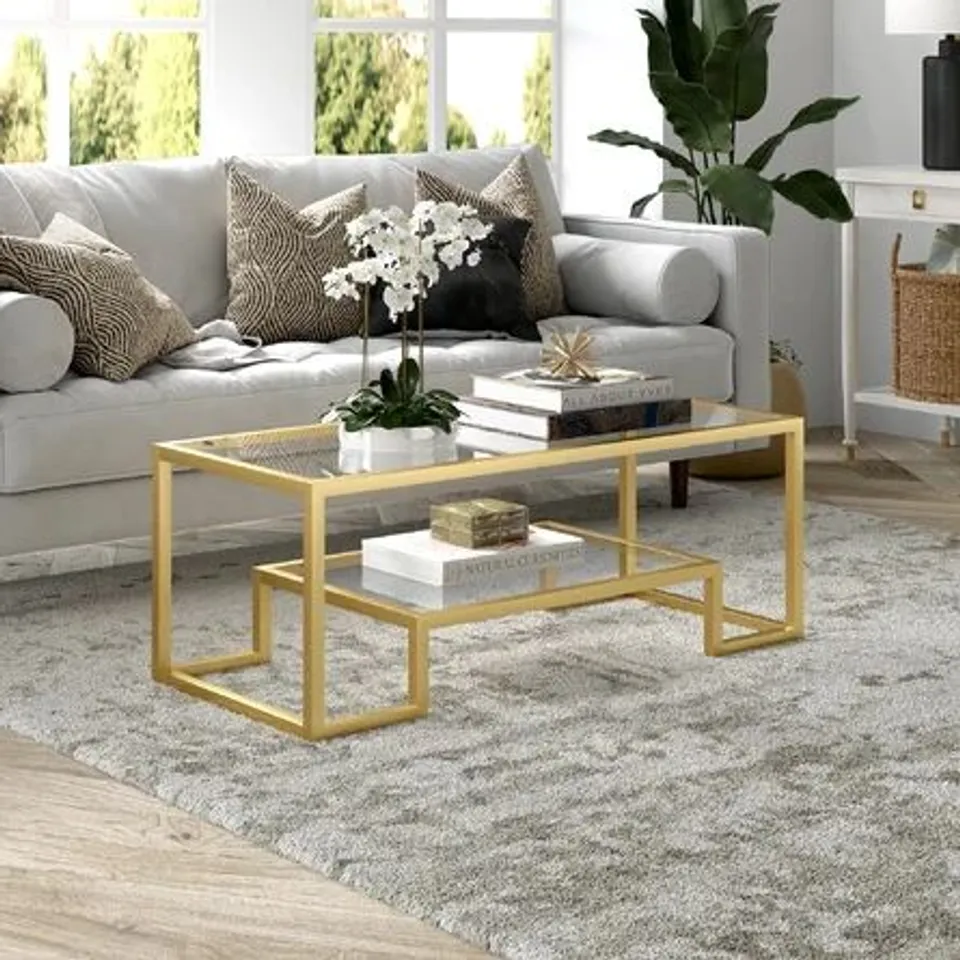 BOXED FRAME COFFEE TABLE WITH STORAGE