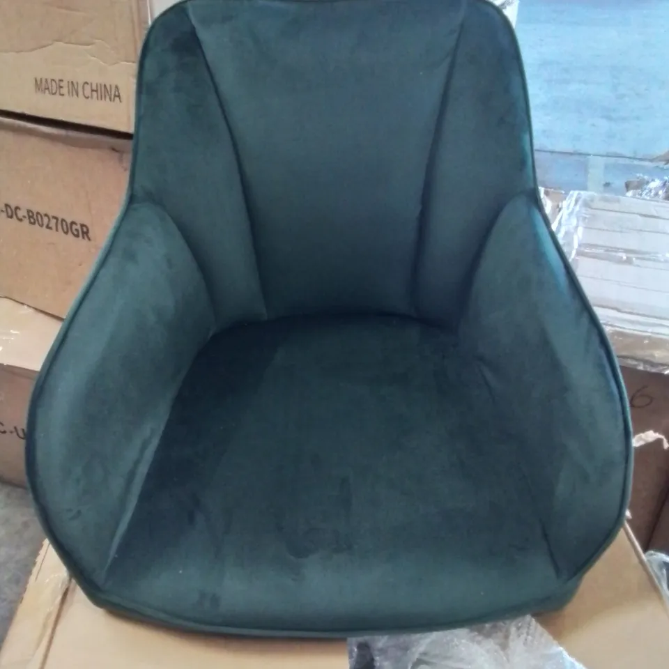 A BOXED SET OF 2 SOFT GREEN VELVET CHAIRS (1 BOX) (SET OF 2)