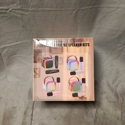 PORTABLE SPEAKER KIT WITH TWO HANDHELD WIRELESS MICROPHONES – BOXED