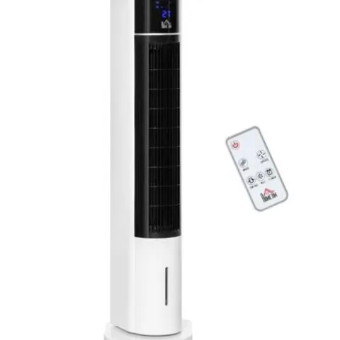 BOXED HOMCOM BLADELESS 3 IN 1 EVAPORATIVE AIR COOLER HUMIDIFIER FAN WITH REMOTE WHITE