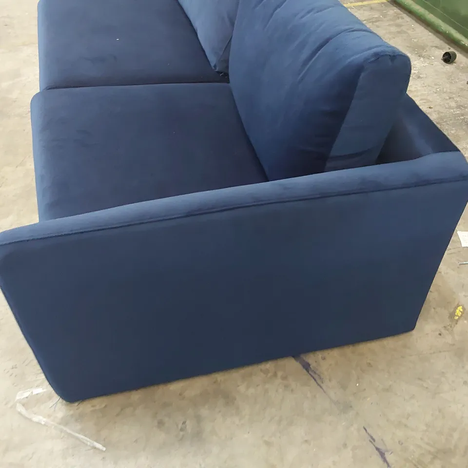 DESIGNER SIX SEATER SOFA BLUE PLUSH FABRIC