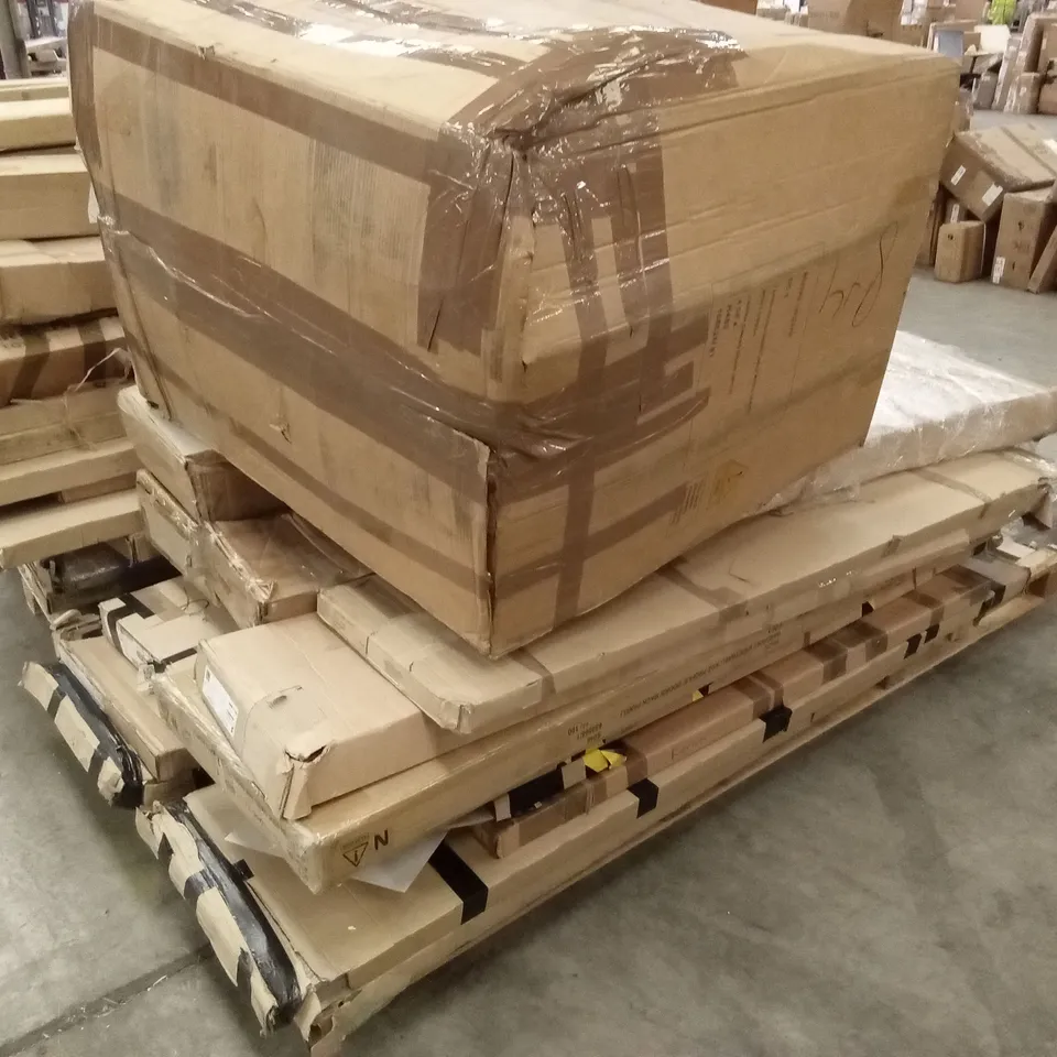 PALLET OF ASSORTED INCOMPLETE DESIGNER FURNITURE PARTS AND PIECES 