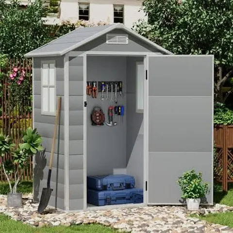 BOXED BREEINS PLASTIC SHED IN GREY (2 BOXES)