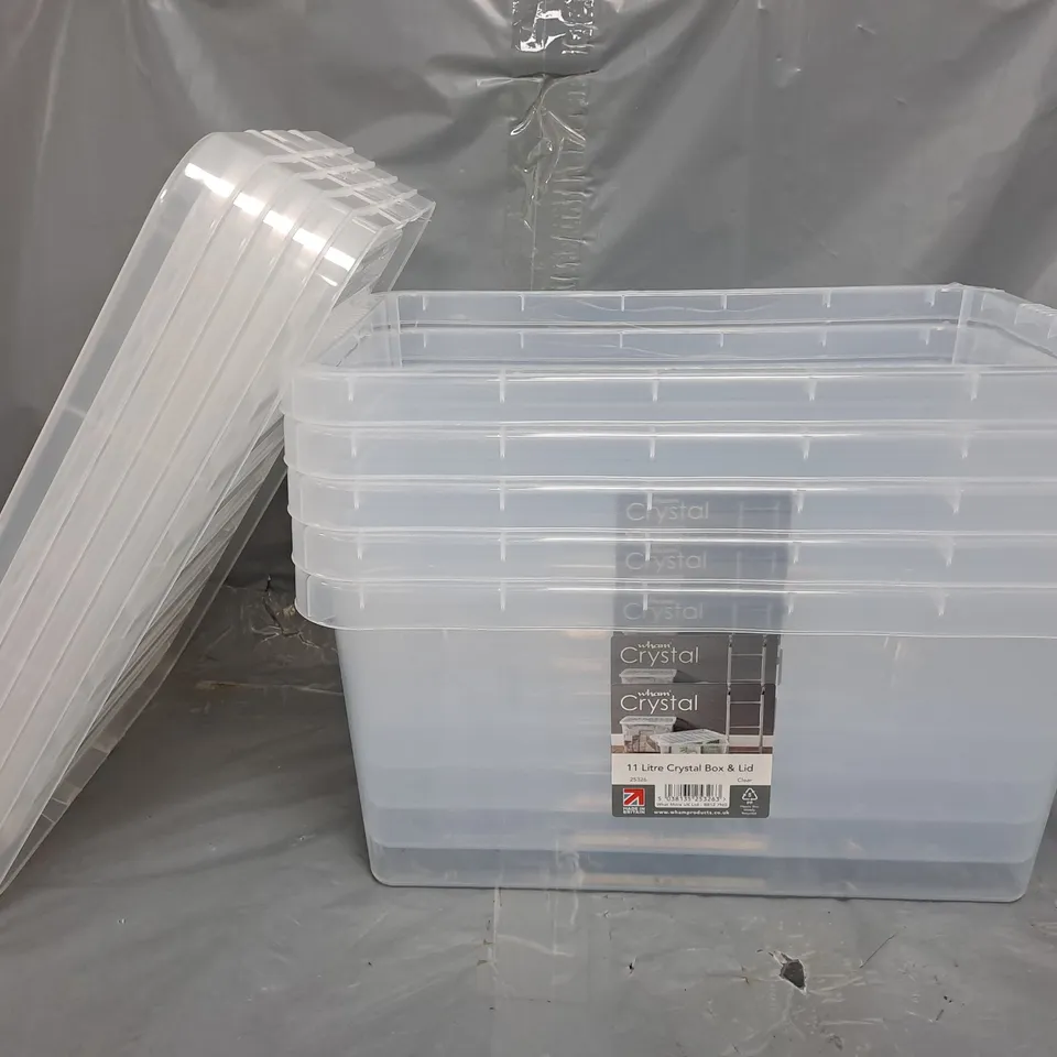 SET OF 5 WHAM CRYSTAL 11 LITRE PLASTIC STORAGE BOXES