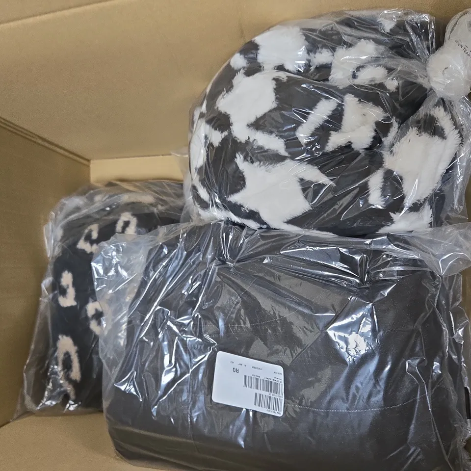 BOX OF APROX 8 ASSORTED CLOTHING AND HOUSEHOLD ITEMS IN VARIOUS STYLES. SIZES, AND COLOURS - COLLECTION ONLY