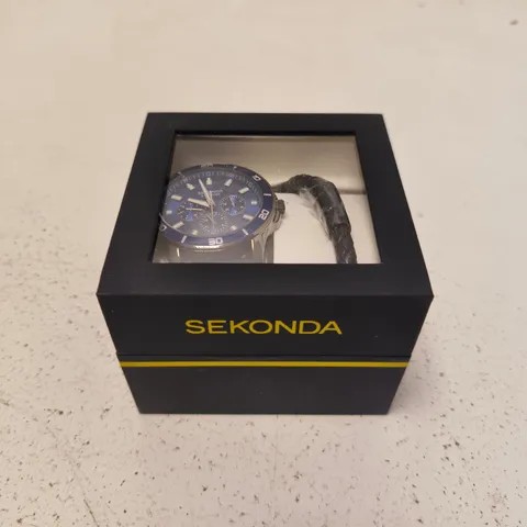 SEKONDA CHRONOGRAPH WATCH WITH BLUE DIAL – BOXED