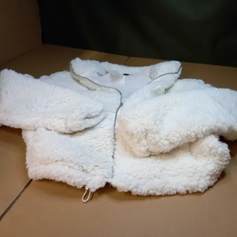 NEW LOOK WHITE BORG ZIPPED THOUGH JACKET - SIZE 10