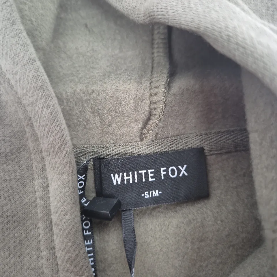 WHITE FOX KHAKI BOXY ZIP FRONT HOODIE, SIZE S/M