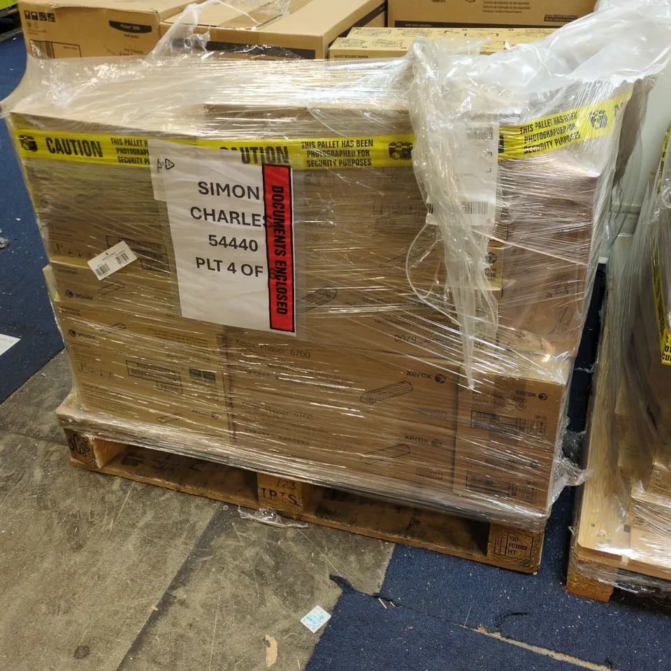 PALLET CONTAINING APPROXIMATELY 40 XEROX PRODUCTS INCLUDING HIGH CAPACITY PRINTING CARTRIDGE, PHASER 7800 ETC. 