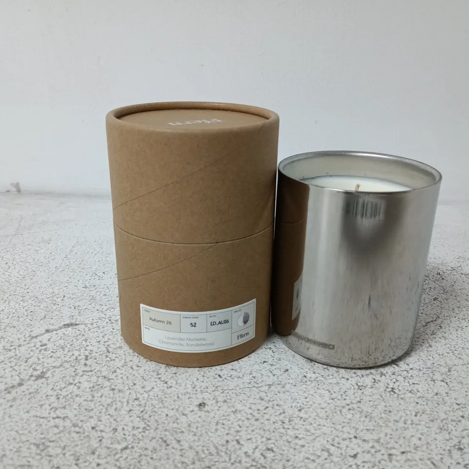 BOXED FFERN SCENTED CANDLE – LAVENDER MAILLETTE, CHAMOMILE & SANDALWOOD (AUTUMN 26) (250G)