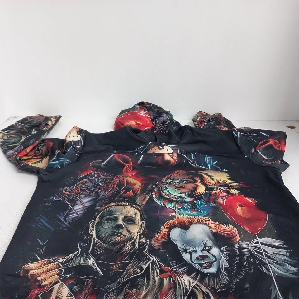 HORROR MOVIE THEMED TOP AND BOTTOMS SET XL TO FEATURE MICHAEL MYERS, CHUCKY, PENNYWISE THE CLOWN ETC