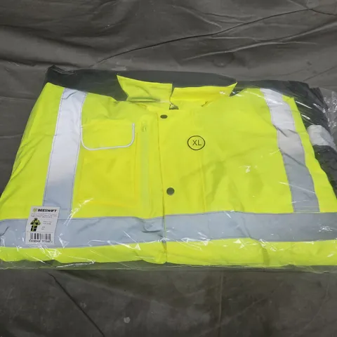 BAGGED BEESWIFT CONSTRUCTOR TRAFFIC JACKET TWO TONE FLEECE LINED IN YELLOW - XL