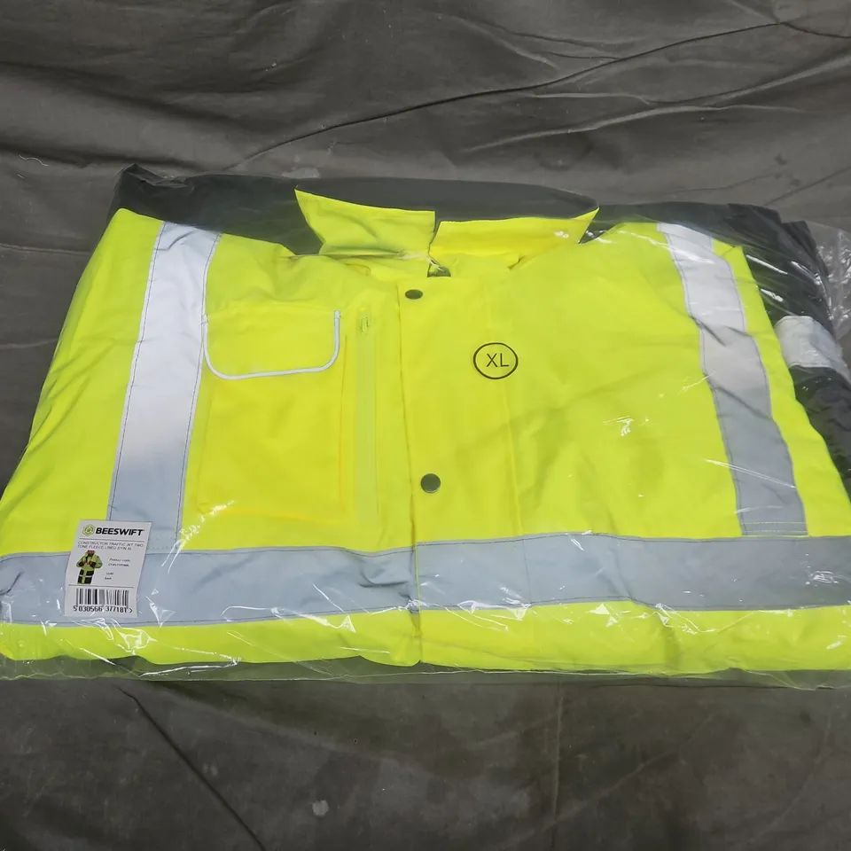 BAGGED BEESWIFT CONSTRUCTOR TRAFFIC JACKET TWO TONE FLEECE LINED IN YELLOW - XL