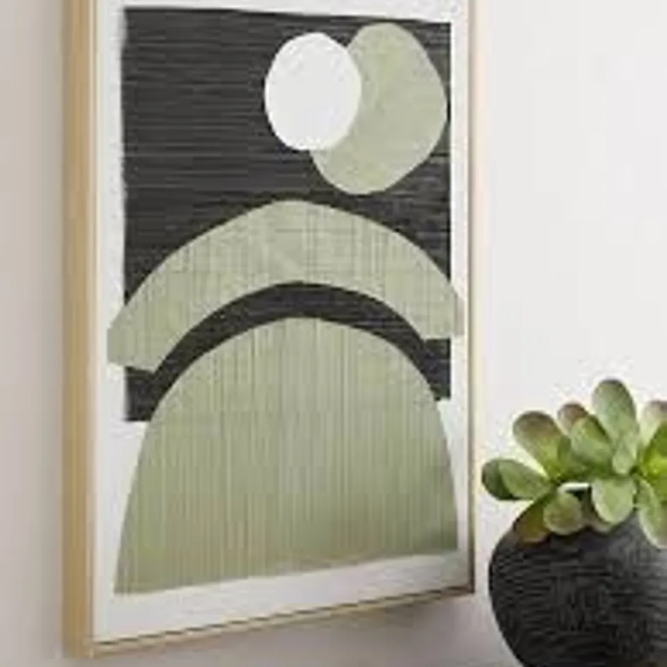 BOXED GREEN/BLACK ABSTRACT WALL ART 70x50cm