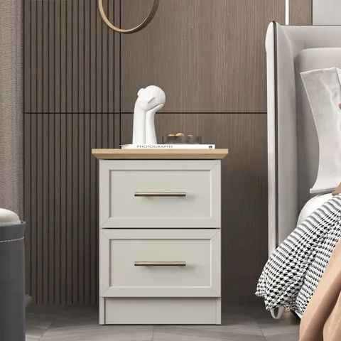BOXED CLEVERDON FEYA 2 DRAWER BEDSIDE TABLE 