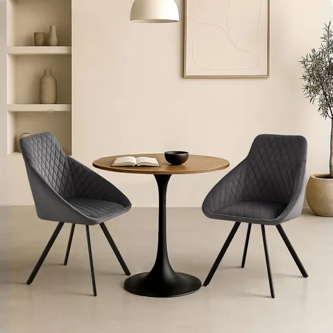 BOXED SET OF 2 DELUNA VELVET DINING CHAIR - GREY VELVET