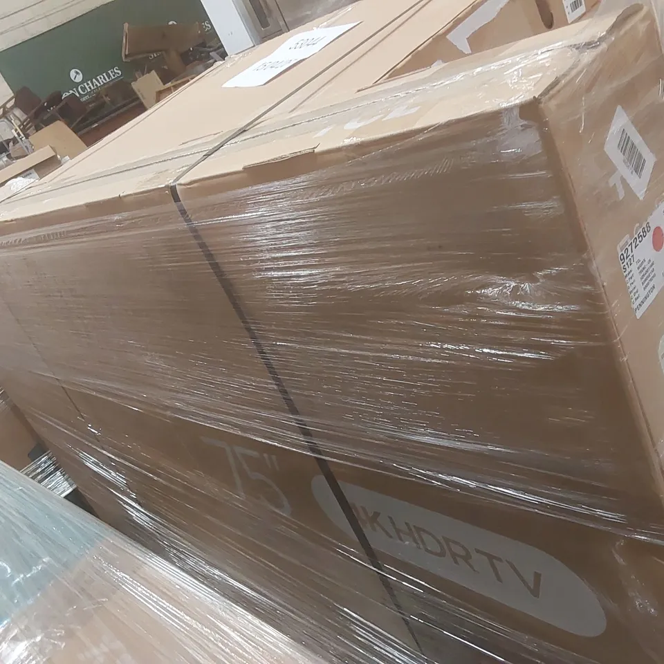 PALLET CONTAINING A LARGE QUANTITY OF ASSORTED DAMAGED TVs