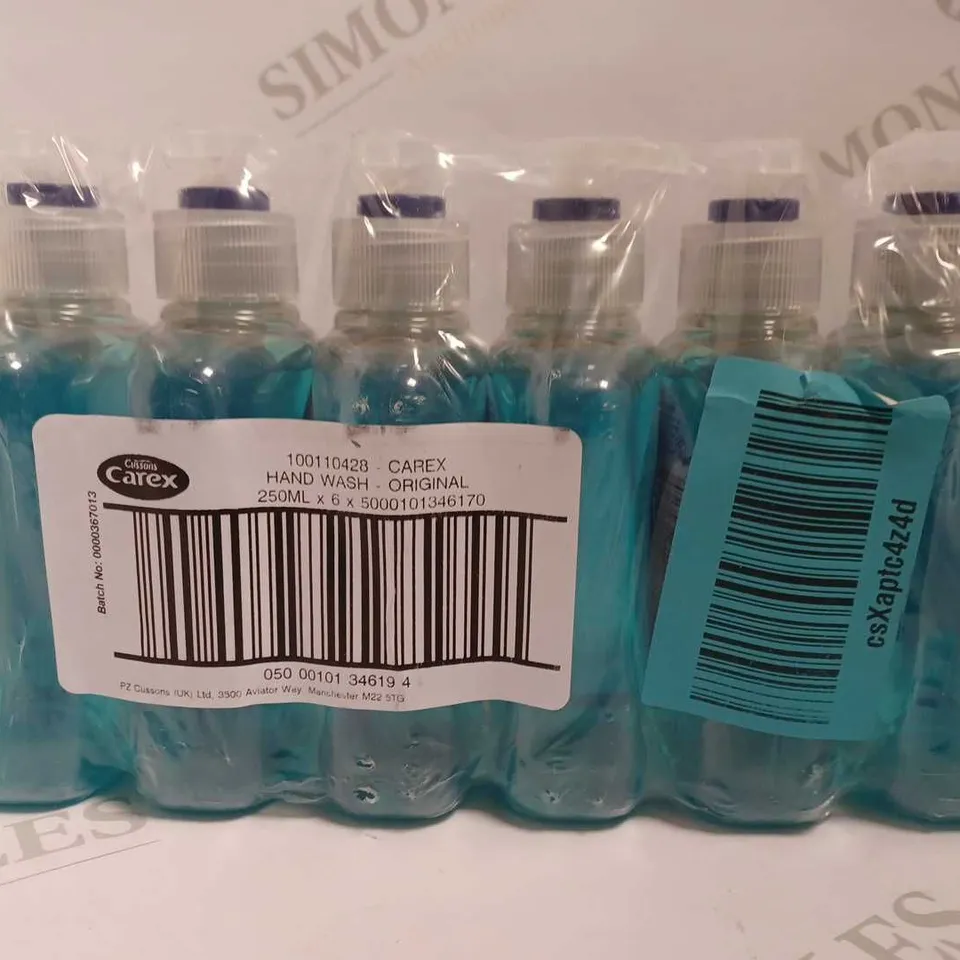 PACK OF 6 CAREX ANTI BACTERIAL SOAP - 6X250ML