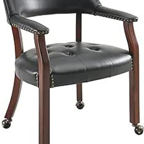 BOXED LEEMTORIG LARGE DINING CHAIR WITH CASTERS AND ARMS, ROLLING DINING CHAIR WITH WHEELS