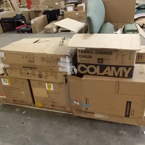 PALLET OF ASSORTED INCOMPLETE FURNITURE PARTS AND PIECES 