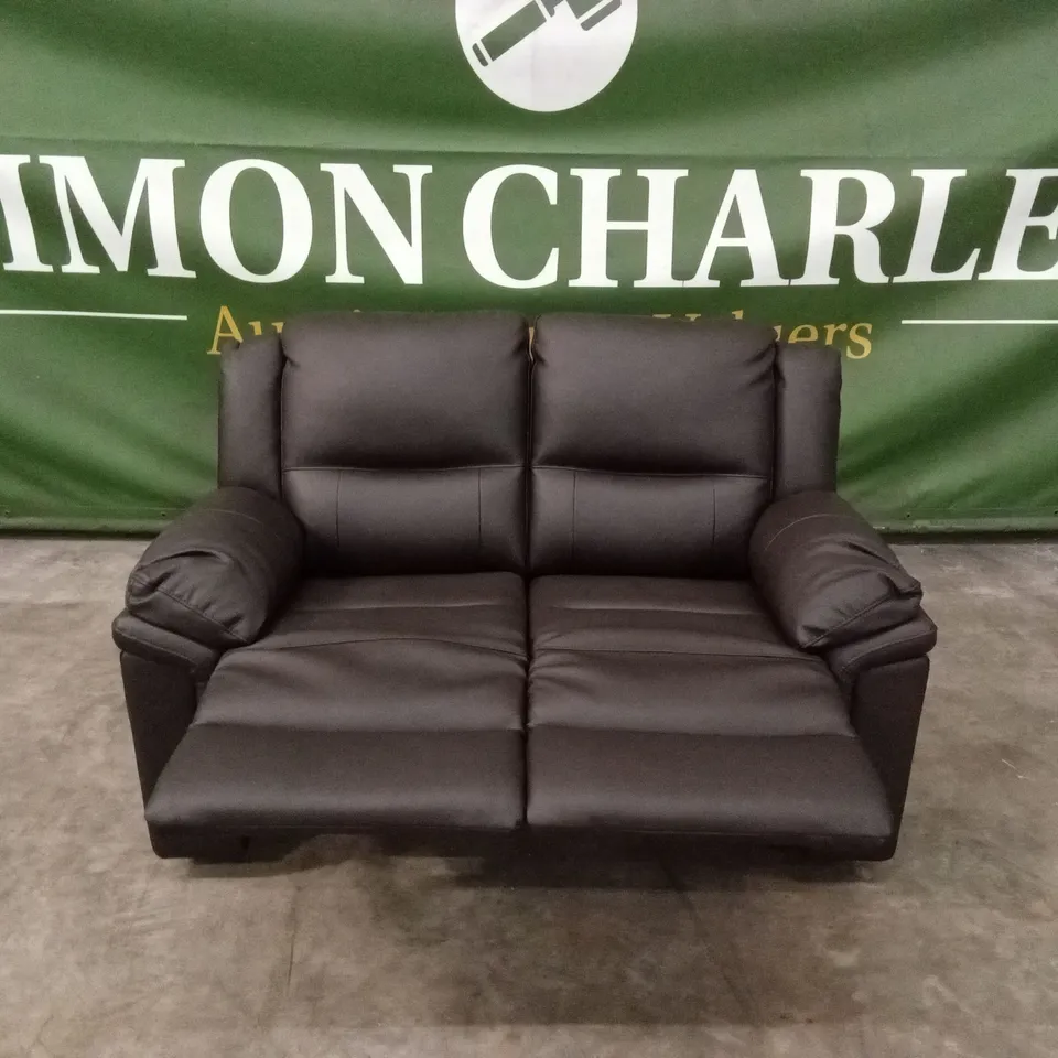 ALBION LUXURY FAUX LEATHER 2 SEATER HIGH BACK MANUAL RECLINER SOFA - CHOCOLATE RRP £539