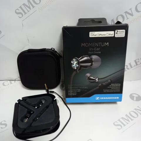 BOXED SENNHEISER MOMENTUM IN EAR HEADPHONES IN BLACK CHROME