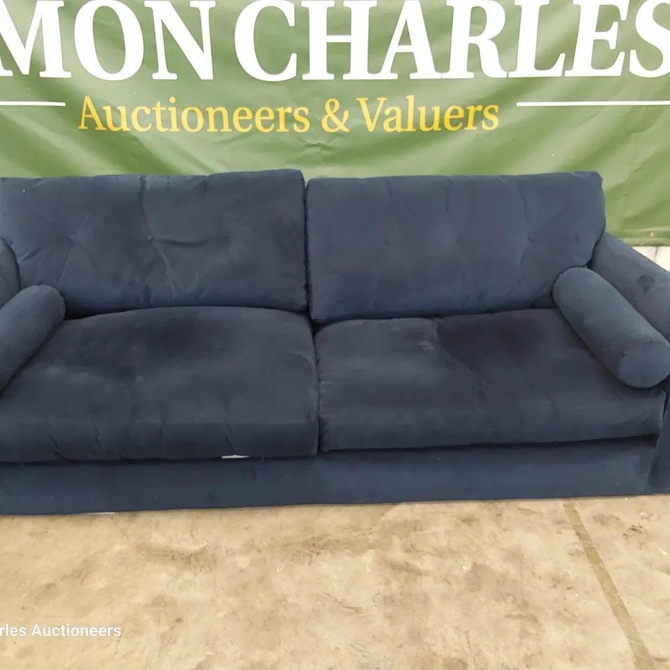 QUALITY BRITISH DESIGNER LOUNGE Co. THREE SEATER SOFA PLUSH NAVY FABRIC 