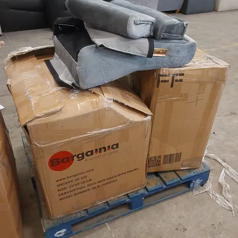 PALLET OF ASSORTED INCOMPLETE RECLINER CHAIR PARTS AND PIECES