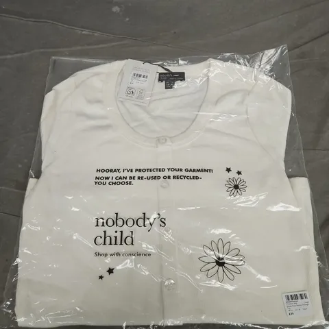NOBODY'S CHILD CREAM SCOOP NECK BUTTON-THROUGH TOP - SIZE 12