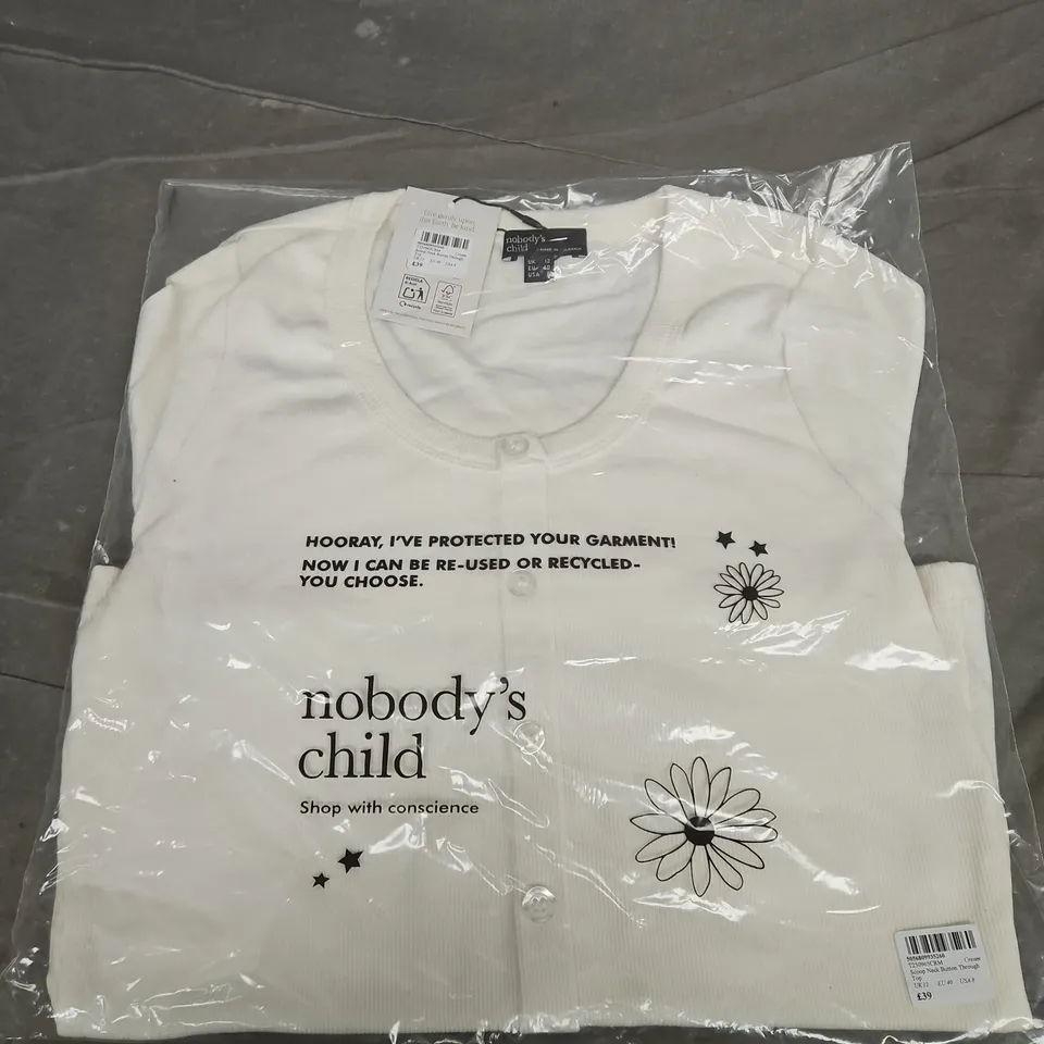  NOBODY'S CHILD CREAM SCOOP NECK BUTTON-THROUGH TOP - SIZE 12