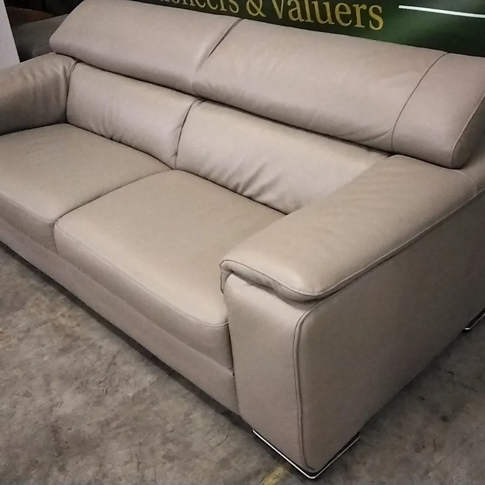 QUALITY ITALIAN DESIGNER MELO LARGE SOFA MUD LEATHER