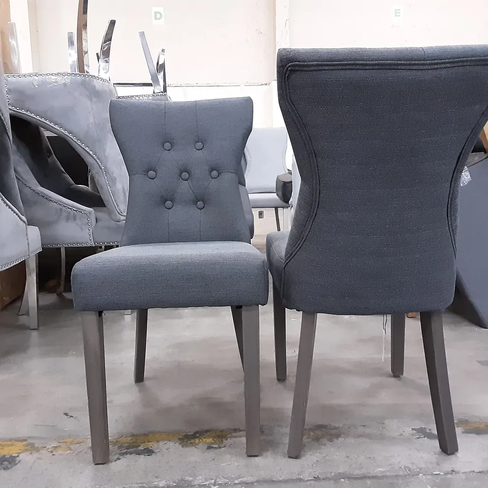 SET OF 2 DINING CHAIRS IN UPHOLSTERED DARK GREY 