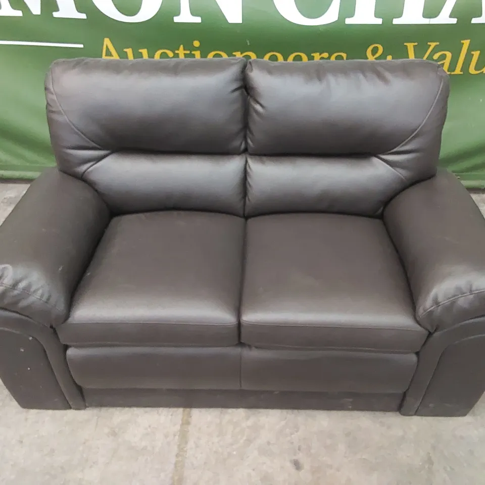 BROMLEY BROWN LEATHER 2 SEATER SOFA 