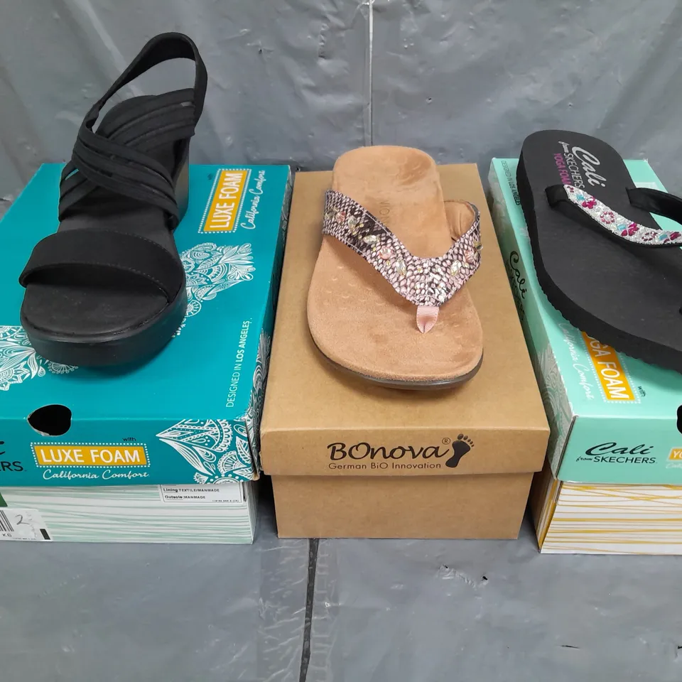 BOX OF APPROX 12 ASSORTED PAIRS OF SHOES TO INCLUDE SKECHERS AND BONOVA IN ASSORTED SIZES