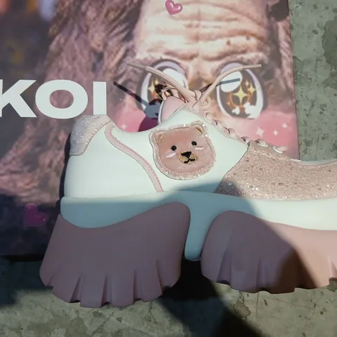 BOXED KOI BEAR BLUSHES CHUNKY GLITTER TRAINERS - PINK, UK 5
