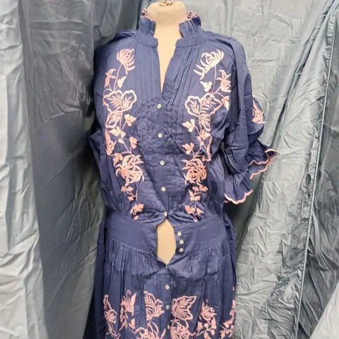 JULIET DUNN LONDON DENIM/CANDY EMBROIDERED DRESS – UK SIZE 0