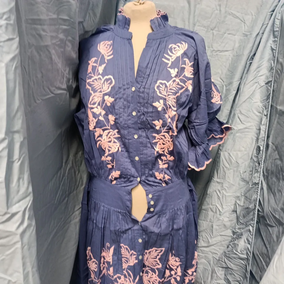 JULIET DUNN LONDON DENIM/CANDY EMBROIDERED DRESS – UK SIZE 0