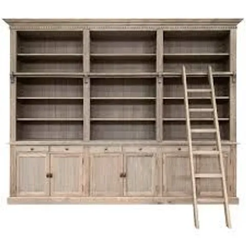 BOXED JEMISON LARGE SOLID WOOD LIBRARY BOOKCASE (6 BOXES)