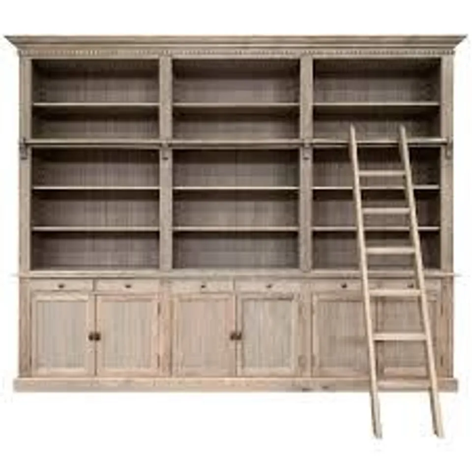 BOXED JEMISON LARGE SOLID WOOD LIBRARY BOOKCASE (6 BOXES)