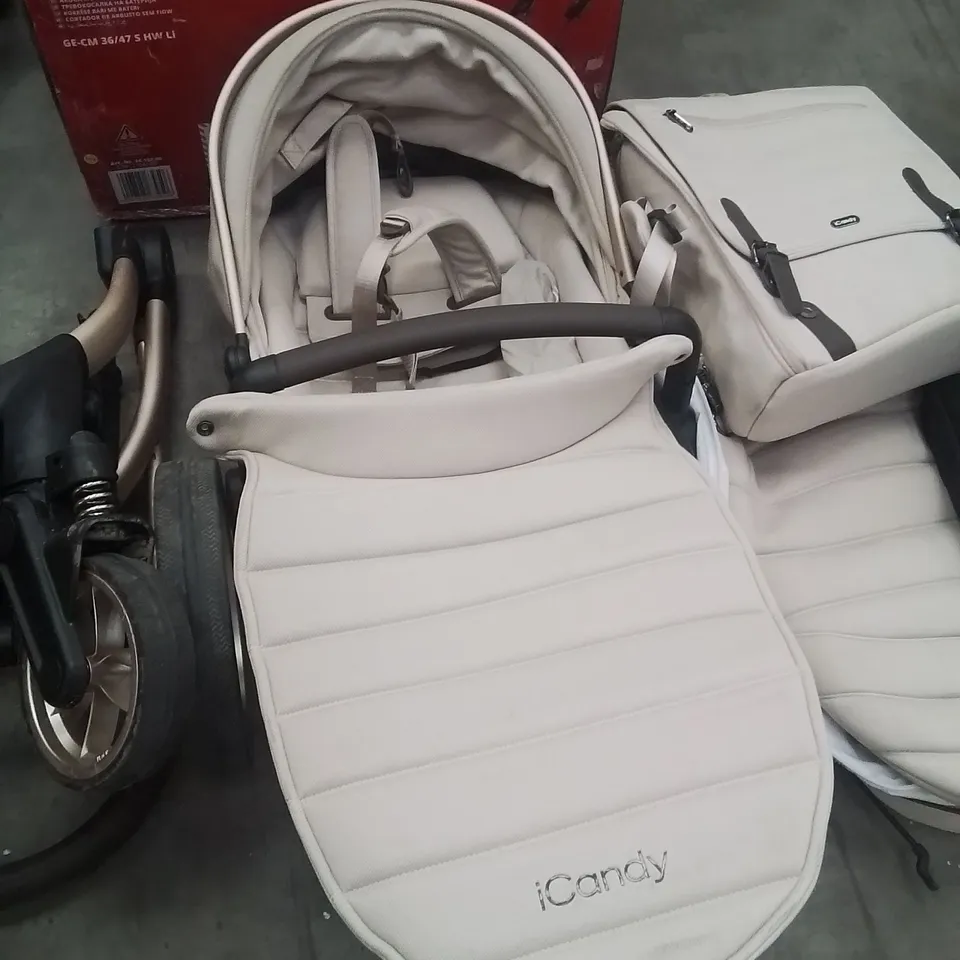 ICANDY PEACH 7 STROLLER, CARRYCOT, CAR SEAT WITH BASE AND ACCESSORIES 