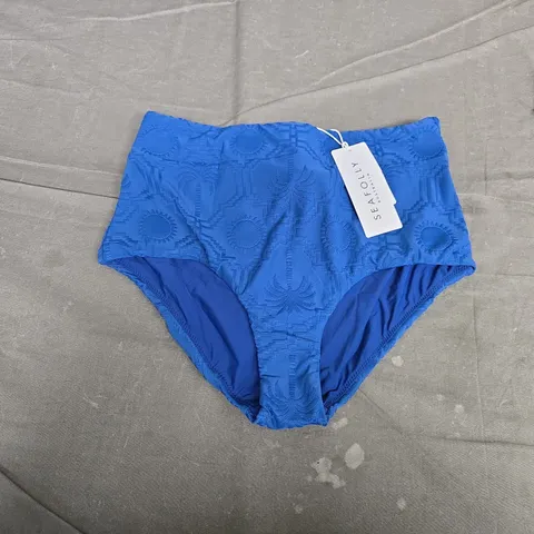 SEA FOLLY HIGH WAISTED BIKINI BOTTOM – OASIS ULTRAMARINE, UK 10