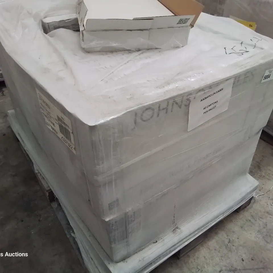 PALLET OF 40 BOXES OF 5 BRAND NEW JOHNSONS CLOVELLEY WHITE TILES EACH 30 X 60cm 