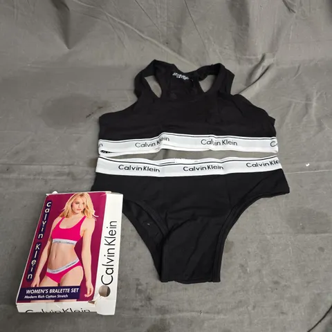 CALVIN KLEIN WOMEN'S BRALETTE SET IN BLACK SIZE XXL