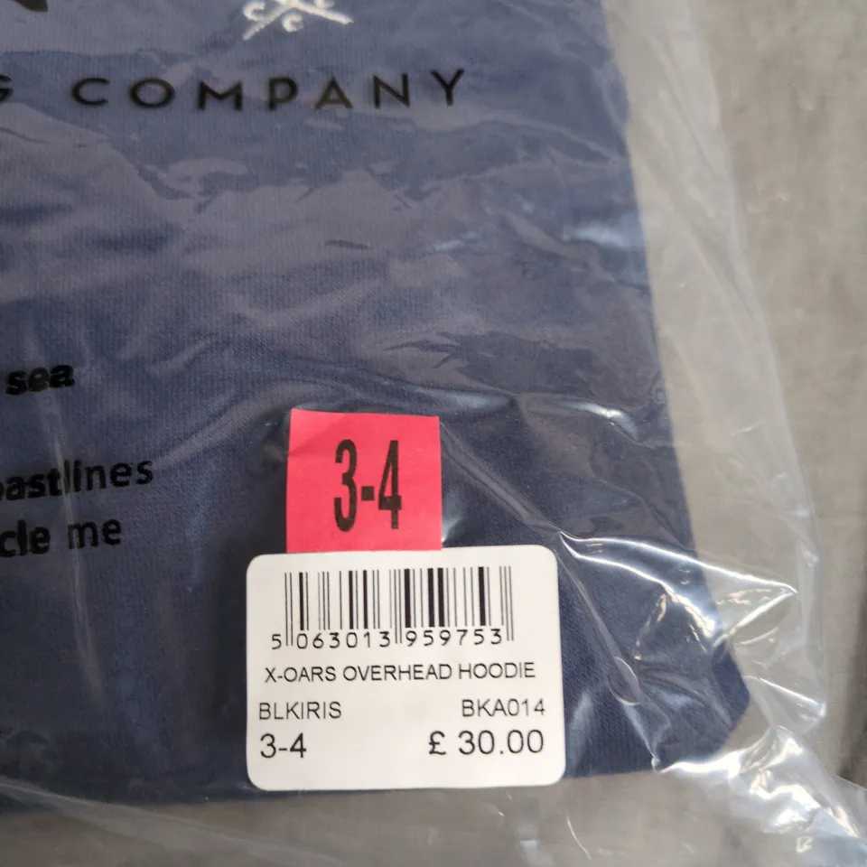 CREW CLOTHING COMPANY KIDS' OVERHEAD HOODIE, NAVY, UK 3-4 (X-OARS OVERHEAD HOODIE)