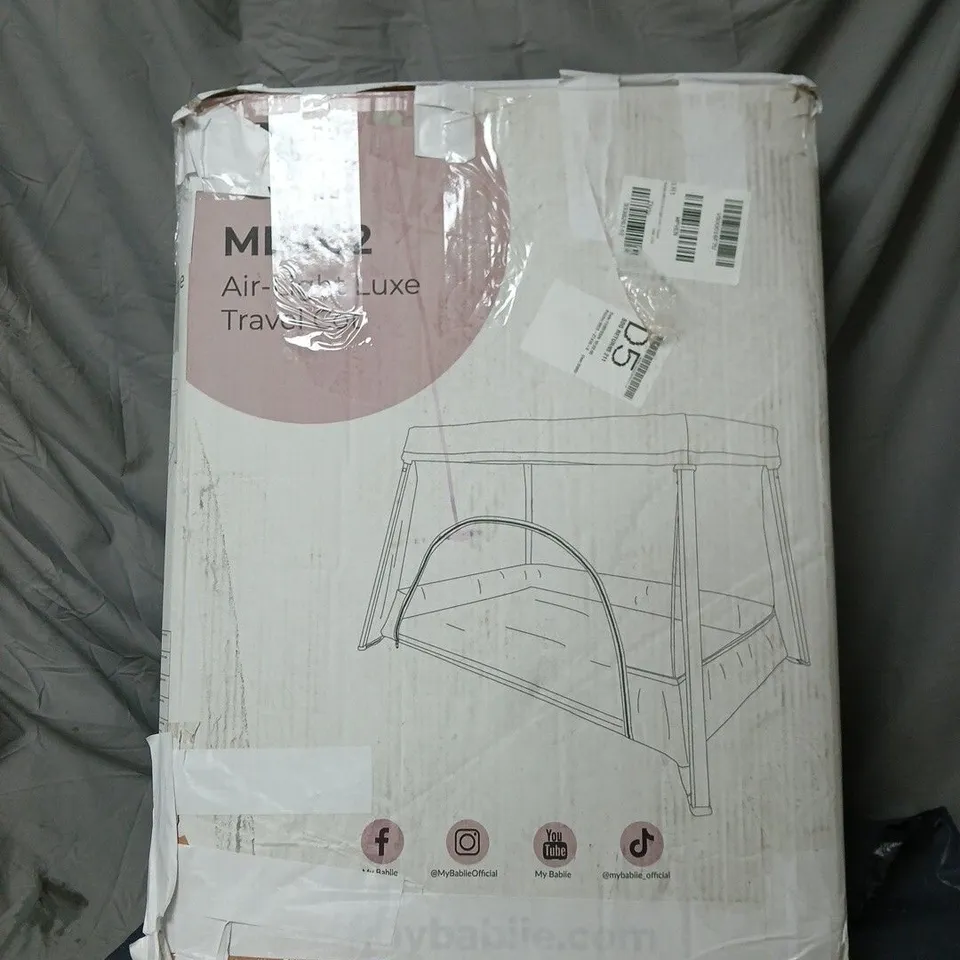 MY BABIIE MBTC2 AIR-LIGHT 2-IN-1 TRAVEL COT - BLACK BOXED